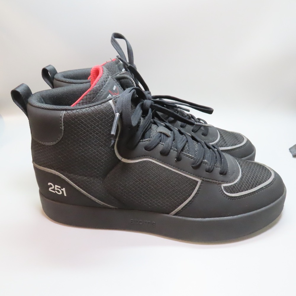 Atoms Shoes Mens Size 10.5 Black M251 251 High Top Sneakers Reflective Trim